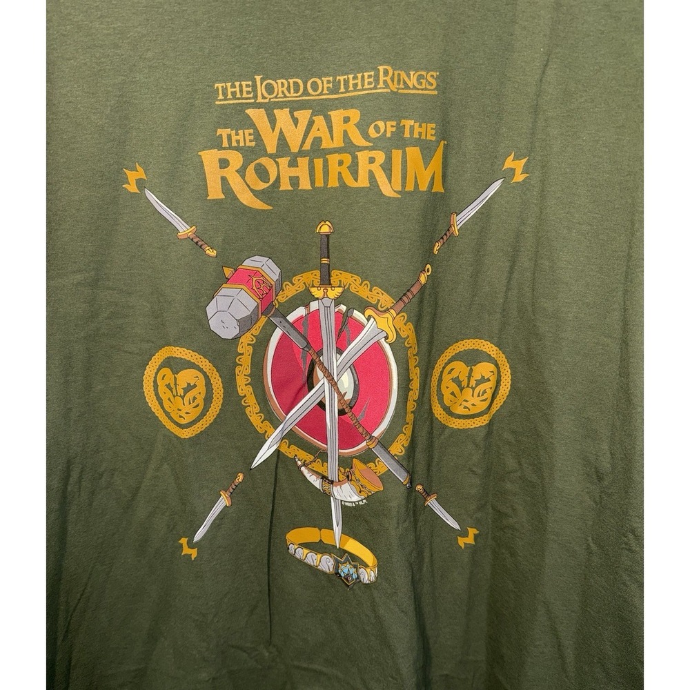 LORD OF THE RINGS The War of Rohirrim T Shirt Swords Daggers Badge Green 3XL